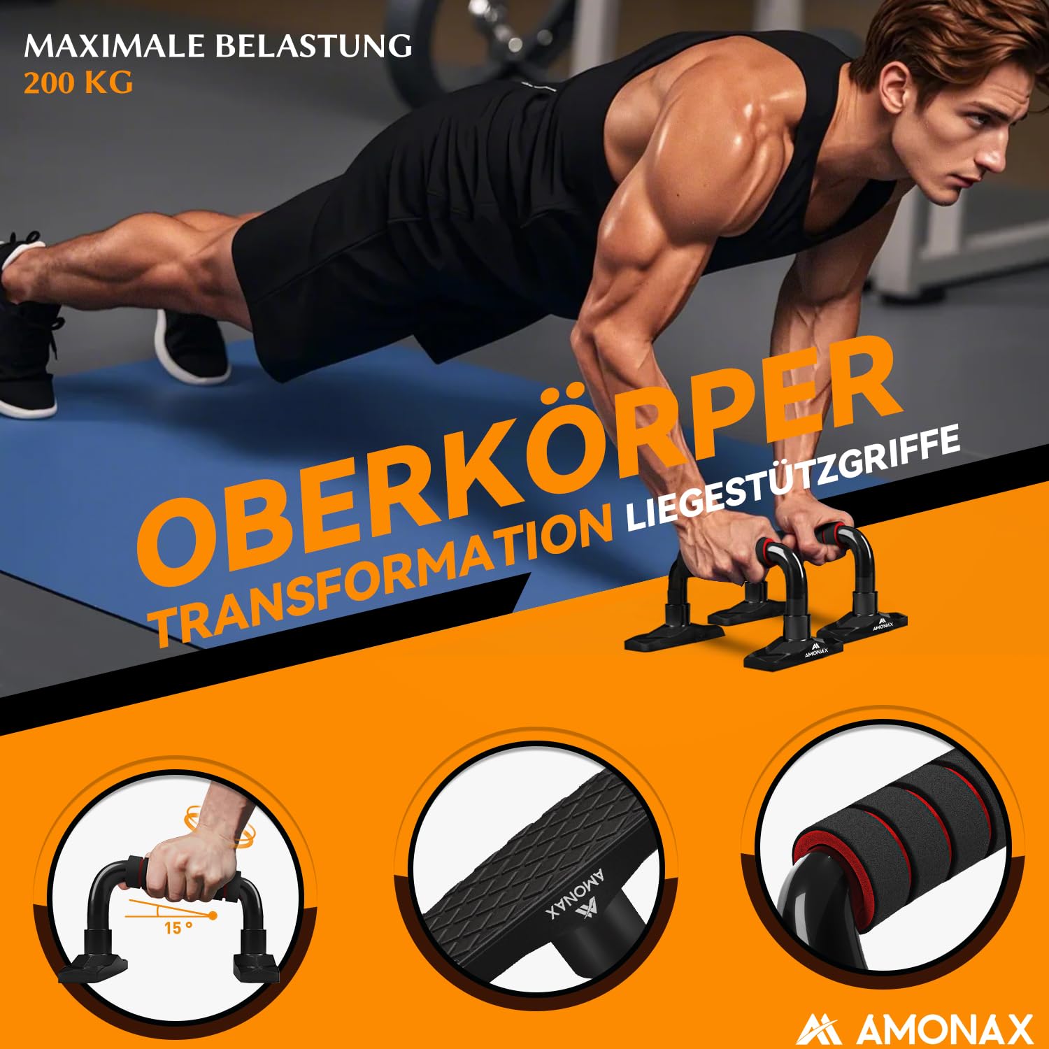 Amonax Bauchroller Liegestützgriffe Springseile fitness sportgeräte bauchmuskeltrainer für zuhause, ab roller trainingsgerät set, ab wheel workout bauchtrainer home sport equipment
