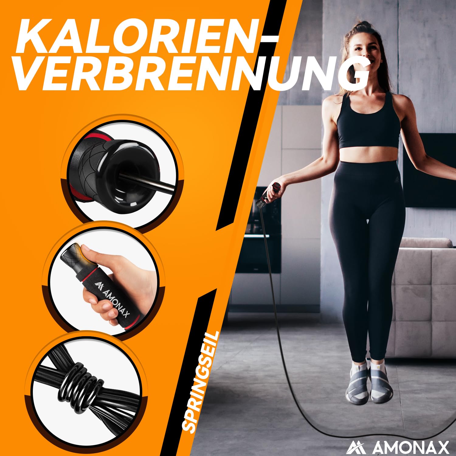 Amonax Bauchroller Liegestützgriffe Springseile fitness sportgeräte bauchmuskeltrainer für zuhause, ab roller trainingsgerät set, ab wheel workout bauchtrainer home sport equipment