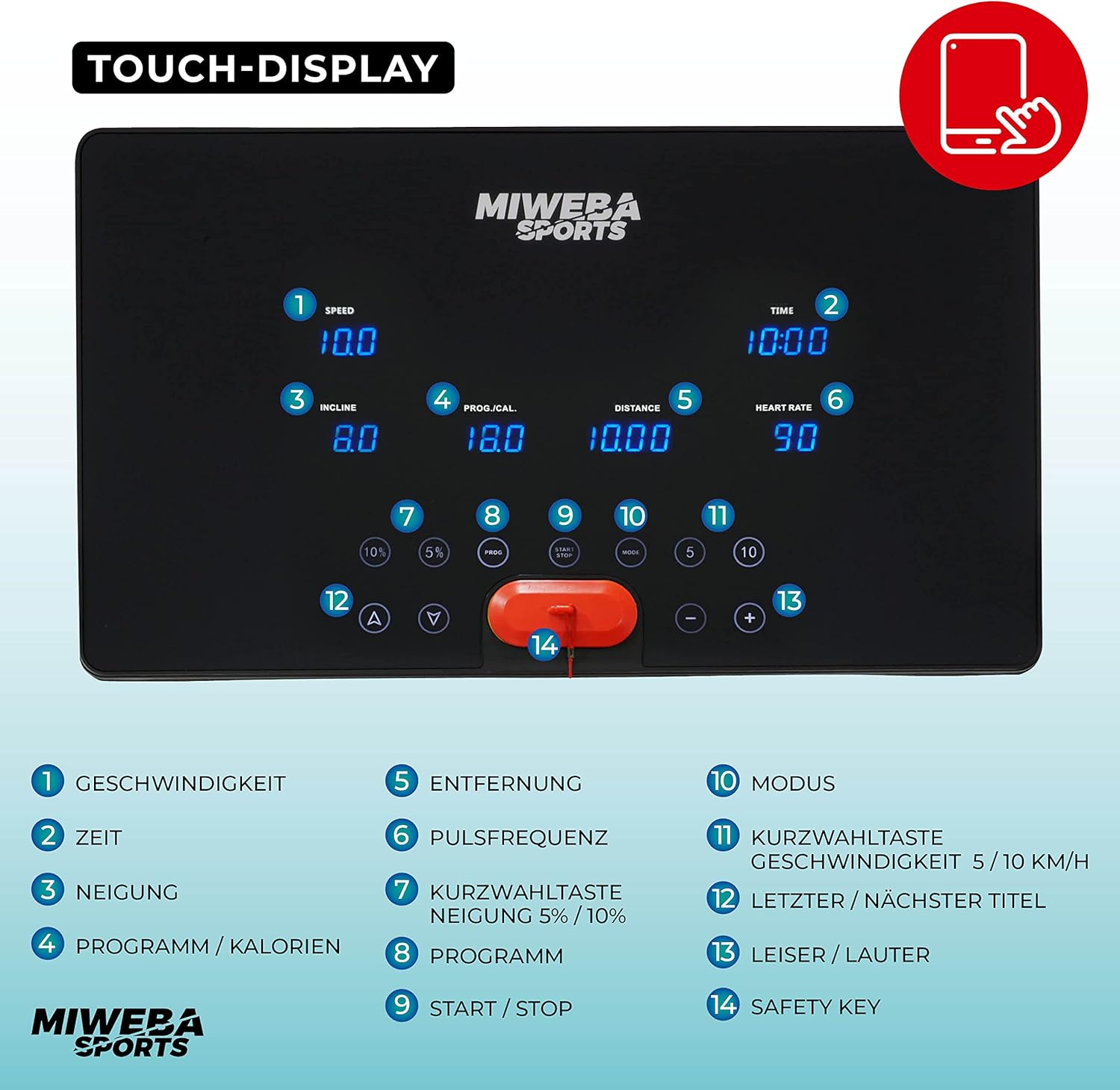 Miweba Sports HT3000 Laufband: 3.5 PS, 10 mph, 15% Steigung, App