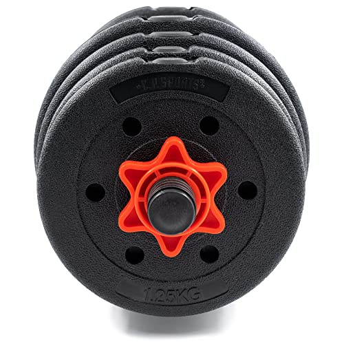 C.P.Sports 2in1 Kurzhantel & Langhantel Set 30kg / 40kg | Hantelscheiben – Gewichte – Hantelstangen | verstellbare Hanteln – Hantelset für Krafttraining, Fitness, Home Gym (rot-schwarz – 30kg Set)