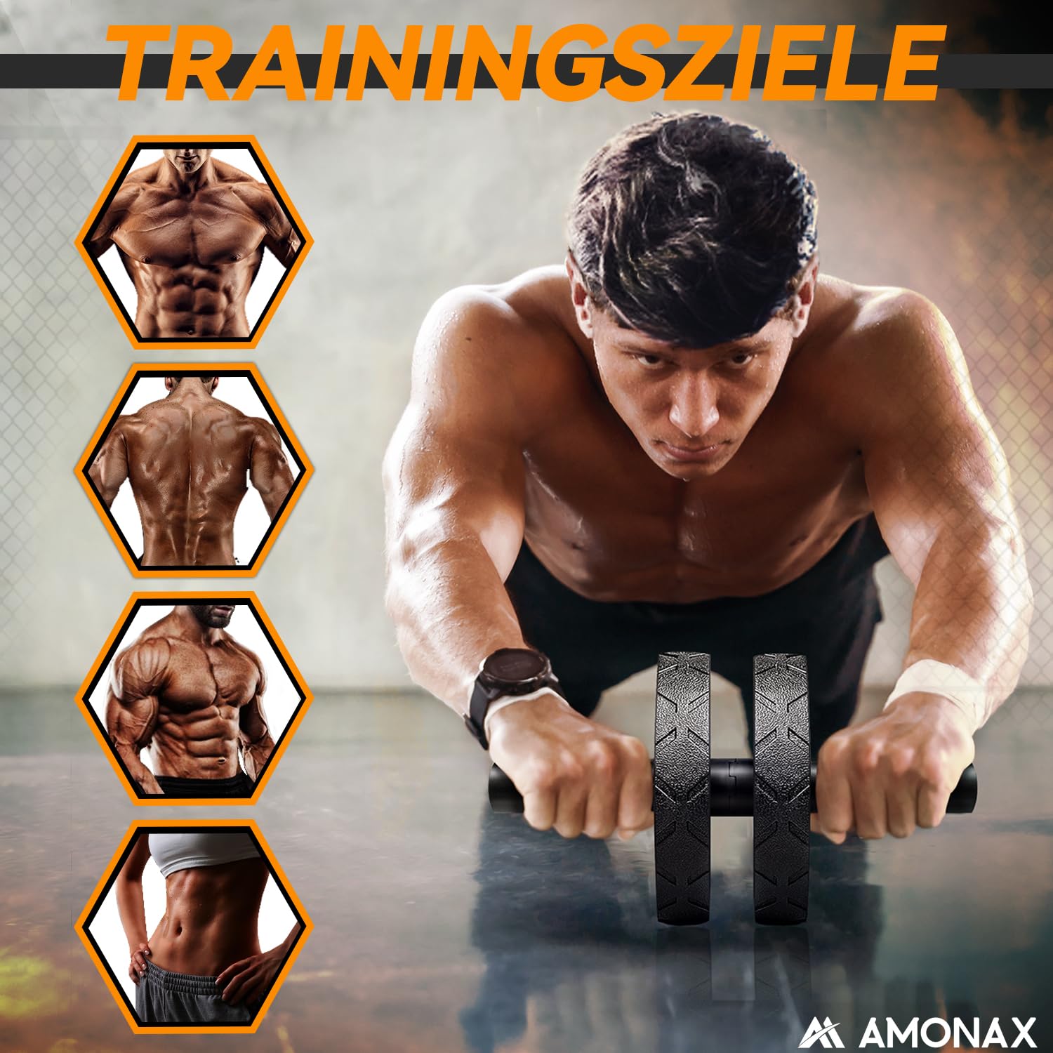 Amonax Bauchroller Liegestützgriffe Springseile fitness sportgeräte bauchmuskeltrainer für zuhause, ab roller trainingsgerät set, ab wheel workout bauchtrainer home sport equipment