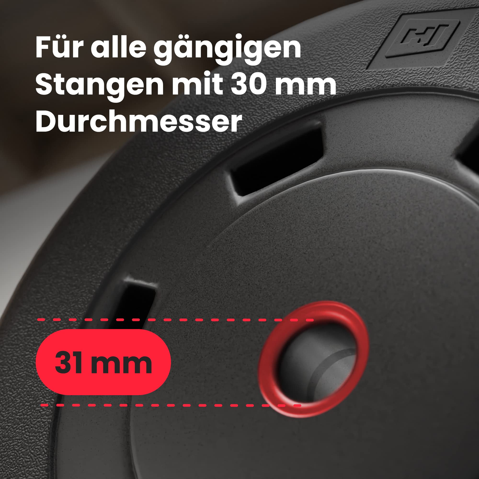 Hop-Sport Hantelset 75 kg: SZ-Stange 120 cm, Langhantel 167 cm, 2 Kurzhanteln 45 cm, Sternverschlüsse, Kunststoff Hantelscheiben 30 mm Bohrung, Max. Belastbarkeit 150 kg